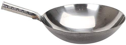 WRMIGN Padella da cucina non rivestita Wok grande professionale Wok padella con manico in acciaio multiuso wok 33 45 cm padella 45 cm