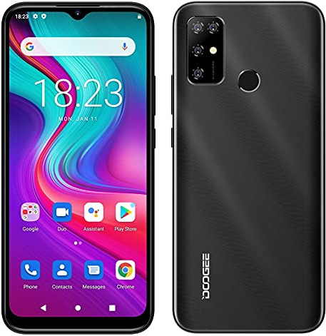 Smartphone Débloqué Android 11 DOOGEE X96 Pro, Octa Core 4Go + 64Go, Batterie 5400mAh, Caméra Quad 13MP, Écran Waterdrop 6,52 '', Téléphone Portable Dual SIM + SD (3 Slot), Empreinte Digitale Noir