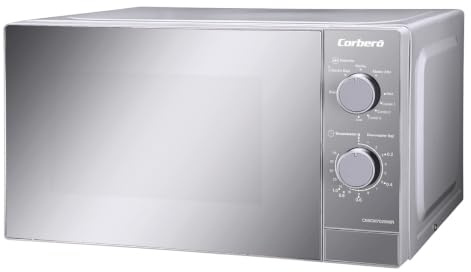 Corberó Microondas de Libre Instalación Cap. 20 Litros, Color Espejo Frontal, Potencia 700 W, Grill, Descongelar, 9 Niv. Potencia, Control Mecánico, Temp. 35 Min., Plato Giratorio 255