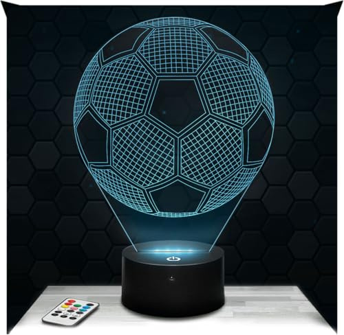 Lampephoto.fr - Lampe Fußball 3D Touch Nachtlicht Fußball | Made in France, Sockel & Größe wählbar, dimmbar, Batterie-/USB-Betrieb, HD-Lasergravur, Geschenk für Fußballfans