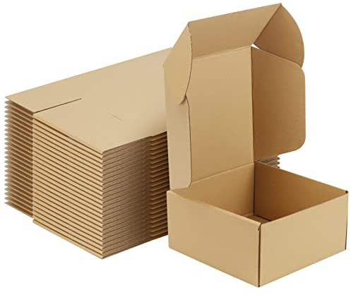RLAVBL Lot de 25 Cartons Emballage Colis 20.4x20.4x10.2 cm, Petites Boîtes d'Expédition Marron pour Le stockage, Le transport, L'expédition, L'emballage