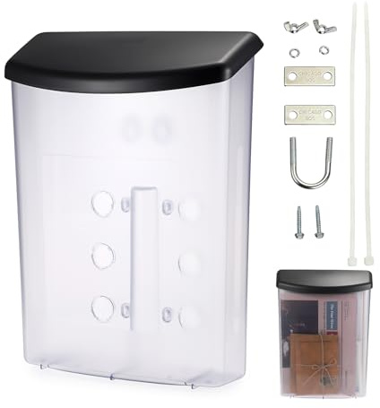 BTSKY Outdoor Brochure Holder Plastic Literature Display Box Wall Mount Postcard Holder Flyer Holder with Black Lid Waterproof for Brochures, Flyers, Booklets or Other Office Store Estate Supplies
