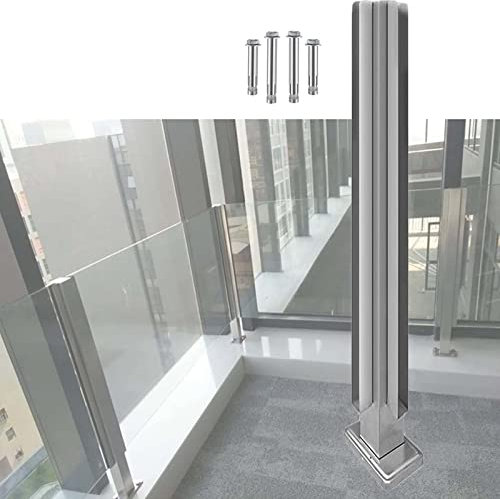 Gruytoie Plastic/Acrylic/Glass Panels Fence Column, Silver Balustrade Post for Porch Garden Balcony Patio Deck Stairwell, Round Pole Baluster Post (C 130cm/51.1inch)