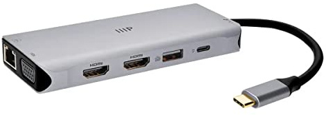 Monoprice 12-in-1 Dual-HDMI + VGA Silver Universal Triple Display Dock, 2x 4K HDMI, VGA, 5Gbps USB-A, Gigabit Ethernet, SD/MicroSD Readers, 100W PD, 3.5mm Audio/Mic Jack for Laptops