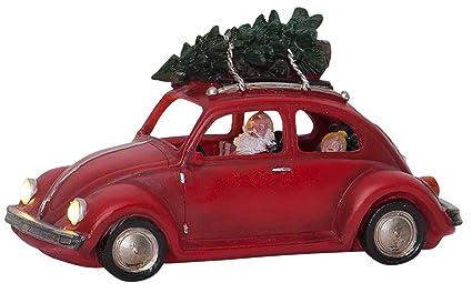 EGLO LED Weihnachtsdeko Merryville, Auto mit Weihnachtsmann | Vintage Weihnachtsdekoration für Kinder, Fensterdeko mit Timer und batteriebetriebener Beleuchtung, warmweiß