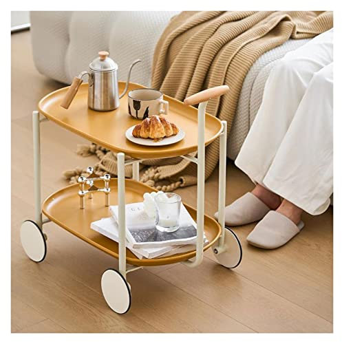 kleiner Tisch Kleiner Barwagen for Zuhause, 2-stöckiger Snack-Rollwagen mit Rädern, Nachttisch-Aufbewahrungswagen, Couch-Beistelltisch, Beistelltisch for Wohnzimmer, Küche, Schlafzimmer Tisch Wohnzimm