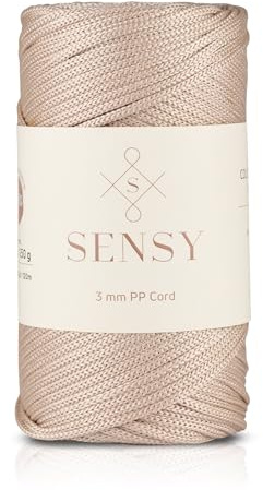 S SENSY Sensy Premium 3 mm 120 meter polyesterrep, 100 % polypropylensnöre, makramérep, 3 mm virkade väskrep, makramérep, virkgarn, gåva för stricker (latta)