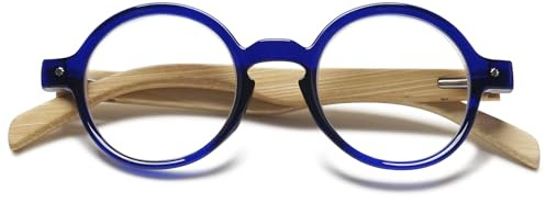 Lanomi Retro Lesebrille Rund Damen Herren Lesehilfe Klein Vintage Holz Bügel Sehhilfe Ohne Blaulichtfilter Brille mit Sehstärke