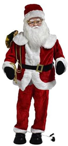 COSE DA CASA Babbo Natale Rosso Altezza grandezza Naturale Gigante cm 150 Canta 5 Canzoni con sensore di Movimento in Tessuto Ornamentale Molto Realistico