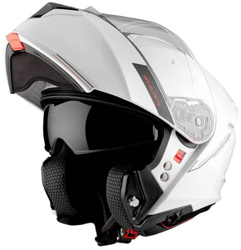 MT Genesis SV Blanco - Casco de Moto Modular Abatible con Visor Solar - Homologado ECE 22.06 (S)