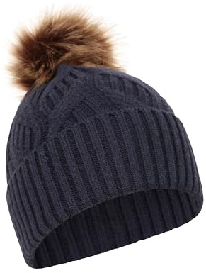 Mountain Warehouse Florence Damenmütze mit Bommel – Leichtes, Weiches Acryl-Gewebe, Ideal für den Alltag – Ideal für Herbst, Winter, Draußen, Wandern und Trekking Marineblau Einheitsgröße