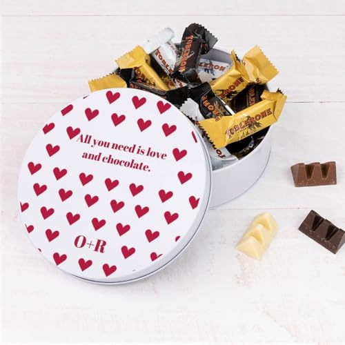 Wanapix | Caja de Chocolates para Regalar Personalizada | Surtido de Chocolatinas Incluido | Regalo Original San Valentín | 5x12 cm (850 ml) | Love