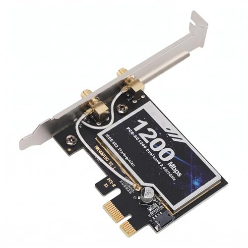 Zunate Tarjeta de Red PCIe, Adaptador de Red Inalámbrico de Doble Banda, Tarjeta WiFi, Bluetooth 4.2, 2.4GHz y 5GHz, Adaptador Inalámbrico PCIE Gigabit para Juegos, Navegación, Streaming