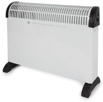 Perel Chauffage convecteur 2000W, convecteur électrique avec 3 niveaux de chauffage, ventilateur turbo, thermostat, minuterie, protection contre la surchauffe IP20, autonome pour pièces jusqu’à 25 m³