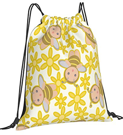501 Herren Damen Kordelzugbeutel Rucksack Sonnenblumen-Baby-Biene Süß Kordelzug Rucksack Leicht Turnbeutel Hipster Fußballtasche Für Yoga Schule Schwimmen