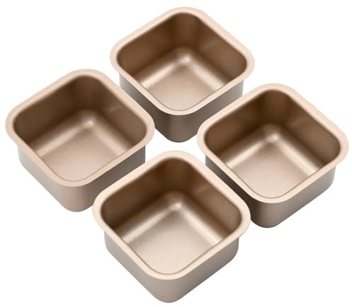Zalaxt Lot de 4 mini moules à gâteau carrés en acier inoxydable pour la cuisson du pain et des cookies