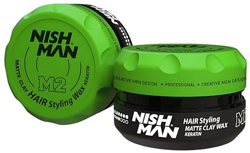 NISHMAN M2 Cire Coiffante - Matte Clay Wax Keratin 150g - Finition Mate, Fixation Forte, Apporte du Volume & de la Texture aux Cheveux