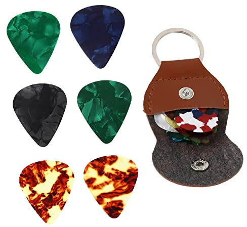 BESTonZON Leder Gitarren-Pick Organizer Mit Plektren Praktische Aufbewahrung Für Gitarren-Picks Für Musiker Und Zu Besonderen Anlässen