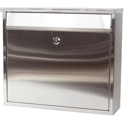 WANGCEPLSD Buzon Exterior Acero INOX, Buzones, Apto para Colgar en La Pared del Hogar y para Uso en Exteriores, 36x31x11cm
