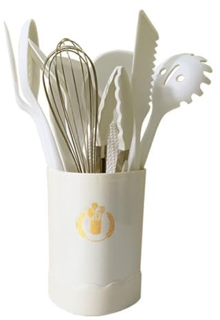Utensilios De Cocina De Silicona Con Mango De Madera, Resistentes Al Calor Y Antiadherentes, Antiarañazos, Sin BPA, Set Utensilios De Cocina Silicona, Cucharones De Cocina Silicona 13 Piezas ,White
