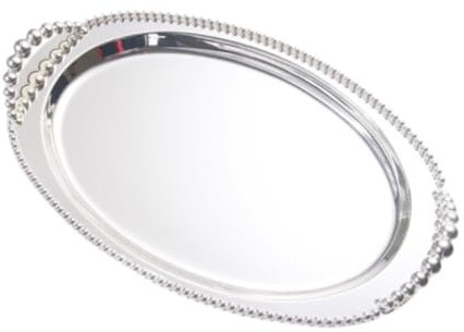 Colcolo Bandeja Decorativa con Espejo para Guardar Joyas, Bandeja de Postre de Estilo Europeo, Bandeja para Servir en el hogar, el baño y el Comedor, Plata