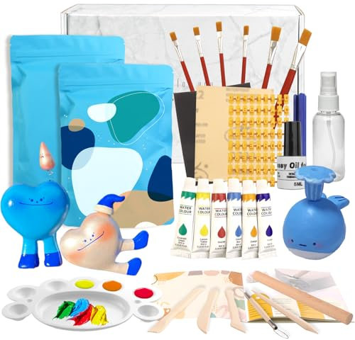 YnewL Ton Töpferset für Anfänger für Zuhause, Töpfer Set mit Aquarell Pigment, Anleitung und Werkzeugen - Perfekt für Kreative Projekte DIY