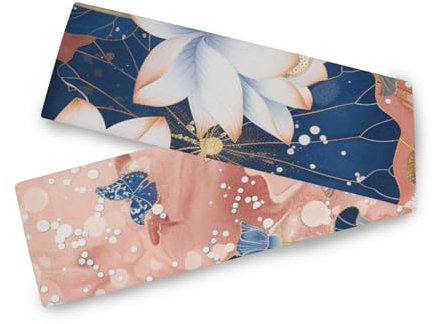 Tischläufer mit aufwändigen Hortensien und Blumen, 33 x 177,8 cm, Heimdekoration, wiederverwendbarer Gaze-Tischläufer, 177,8 cm lang, Schwarz