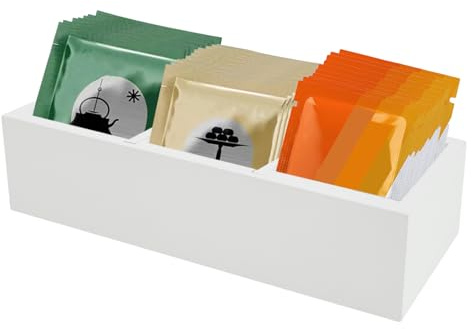YERENCY Caja de té, bambú, 12 compartimentos, caja de té con ventana, organizador para bolsas de té, natural, marrón claro (blanco)