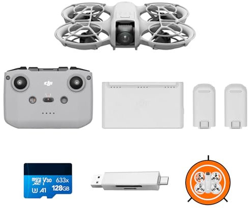 DJI Neo Combo Fly More, mini drone con fotocamera UHD 4K, 135g drone che vola da solo e ti segue, decollo dalla mano, QuickShot, con RC-N3 e 3 batterie (Light + Charger)