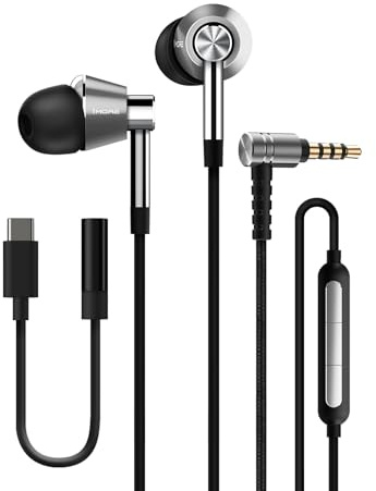 1MORE Triple Driver Cuffie con Filo, In Ear Auricolari con filo, MEMS Microfono, Hi-Res Stereo Audio, Jack 3.5mm, In-Line Remoto Controllo del Volume, per Smartphone/PC/Tablet (Argento)
