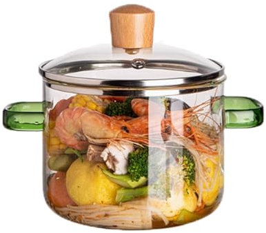 Vllentin Pentola da Cucina in Vetro,Pentola per Zuppiera,Pentola Trasparente,casseruola in da 1.6 L,2.3L,con Doppi Manici,con Coperchio,per zuppa Pasta Latte tè