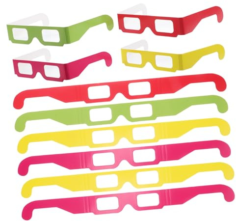 Abaodam Occhiali 3d a Diffrazione Di Luce Set Da 20 Pezzi in Cartone a Forma Di Cuore Effetto Arcobaleno e Illuminazione Integrata Per Feste Rave e Spettacoli Notturni