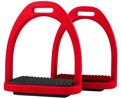 AK Baspro - Staffa per cavallo, in plastica, ad alta resistenza, durevole, in plastica di qualità, staffe di sicurezza, staffe per equitazione con cuscinetto in gomma antiscivolo, AKRS-6047-02 (rosso