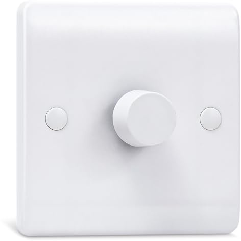 Dimmer Light Switch, Single Wall Dimmer Switch for LED, Halogen & Incandescent Bulbs, Trailing Edge Technology 1 Gang, 1 Way/2 Way Rotary Switch (3-100W)