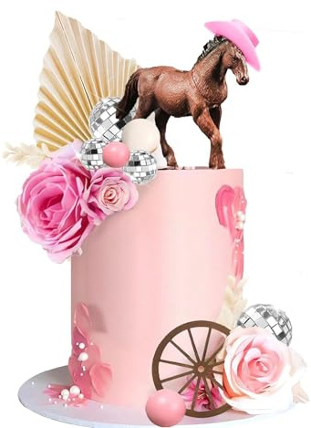 Horse Cake Topper - 21 PCS My First Rodeo 1st Birthday, Western Disco Cowboy Cake Decorations, Floral Cow Cakes Topper, Western Themed Party Decorations for Horse Cowboy Cowgirl Baby Shower Party