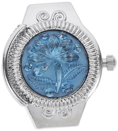 SOIMISS Elegante Fingeruhr Damen in Blauer Zinklegierung mit Klarer Zeitansicht und Dekorativem Rosenring für Freizeit und Alltag