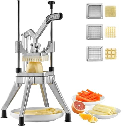 Commercial Vegetable Fruit Chopper, Heavy Duty Multi-Function Cutter with Ergonomic Handle and Non-Slip Foot Pads for Efficiently Cutting Potato Tomato Onion