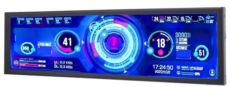 Dpofirs Monitor de Temperatura Informática de 8.8 Pulgadas, 480x1920 IPS PC CPU GPU Pantalla de Temperatura de GPU para Linux para Victorias, Retrato de Paisaje de Monitor de Barra