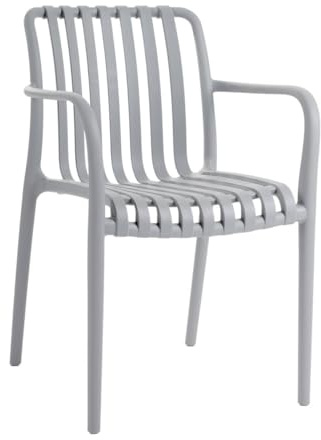 LOLAhome Silla de jardín Deba Gris, 58x56x81cm, con Brazos, ergonómica y apilable, certificación UV, de Polipropileno Resistente y Ligero - Colección Deba