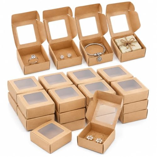 FOMIYES Cajitas Regalo Pequeñas Cajas De CartóN Para Regalo Caja De Envoltura Y Organizador De Joyas MarróN 20 Piezas 2.95 X 2.95 X 1.18 in Para Almacenamiento De Joyas Y JabóN