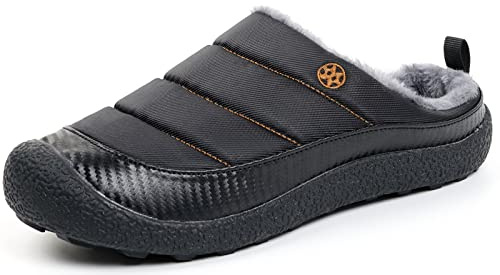Gaatpot Hausschuhe Warme Gefüttert Herren Damen Clog Style Pantoletten rutschfeste Sliipper Geschlossen,Schwarz-Neu,EU43
