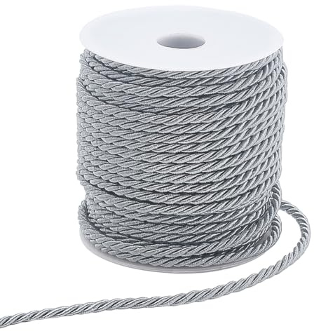 PH PandaHall 30m 3 Geflochtene Schnur 3mm Dekorative Schnur Seidenseil Glänzende Viskosekordel Ehrenkordel Für Handfasting Heimdekoration Verschönerung Kostümen Kordelzüge Abschluss Ehrenkordel Grau