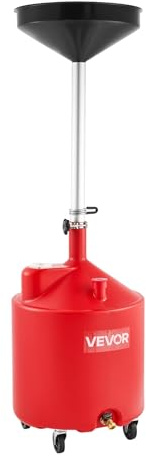 VEVOR Tanque de Drenaje de Aceite Usado, Drenaje de Aceite Portátil de Plástico de 68 L con Embudo Ajustable y Ruedas, Drenador de Combustible para Taller de Reparación de Coches, Industria, Rojo