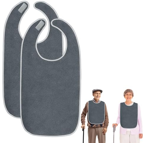 PDirat 2 Stück Lätzchen Für Erwachsene,Wasserdichte Erwachsenen Lätzchen Mit Klettverschluss, Großer Kleiderschutz Für Senioren Und Erwachsene Mit Behinderung,75 X 45 Cm
