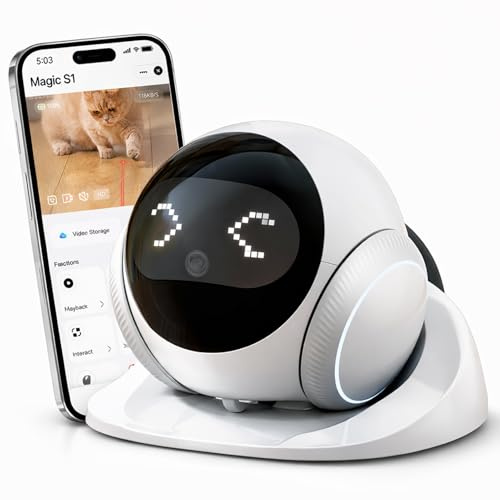Denash Camera Robot on Wheels,1080P Movable Pet Camera with Remote Interaction, APP Control Home Security Cam with 2 Way Talk, Night Vision, Motion Detection, Auto Recharge for Pet, Senior, and Baby