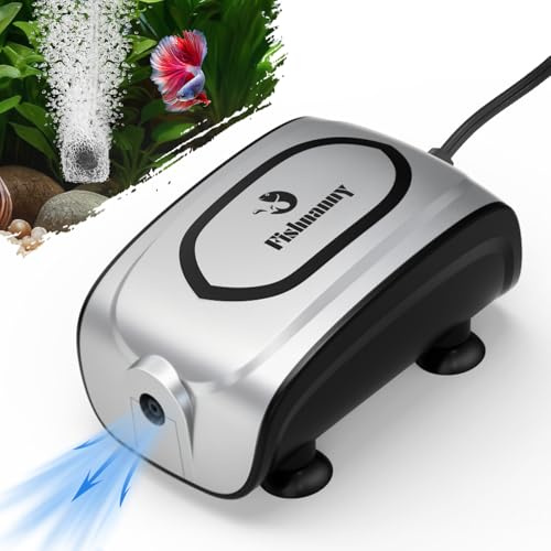 Fishnanny Bomba de aire pequeña y potente de 3 W 180 L/H para acuario, silenciosa, mini bomba de aire para pecera con piedra de aire, juego de accesorios de acuario, aireador de oxígeno duradero para