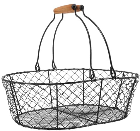 Milisten Panier de Stockage de Charbon et Structure Fiable en Fer avec Poignée, Grosse Capacité Transporteur de Bois de Chauffage Portable pour Camping et Usage Extérieur
