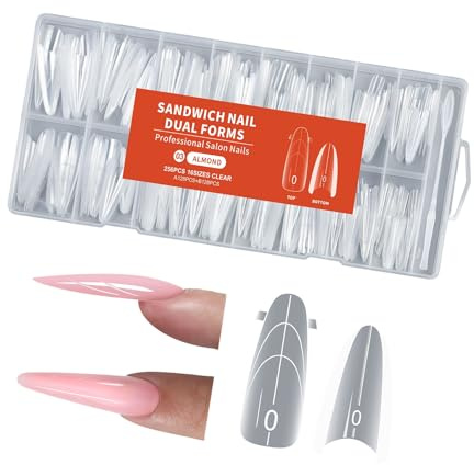 256 moldes para uñas Easy Nails Art con diseño de sándwich para extensión sin papel. Necesario para principiantes y salones. Moldes de uñas sin papel