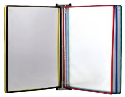 Aosyax Wandmontierter Dokumentenhalter, Hängender Wandorganizer für A4 Dokumente, 5 transparente Taschen zur Dokumentenaufbewahrung für Büro & Zuhause, Mehrfarbig