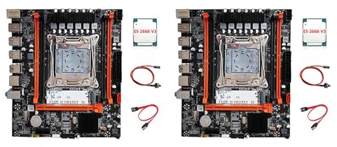 Akfldms 2X Placa Base X99H+E5 2666 V3 CPU+Cable de Interruptor+Kit de Cable LGA2011-V3 DDR3X4 Ranura RAM M.2 NVME PCI-e 3.0 X16 SATA3.0
